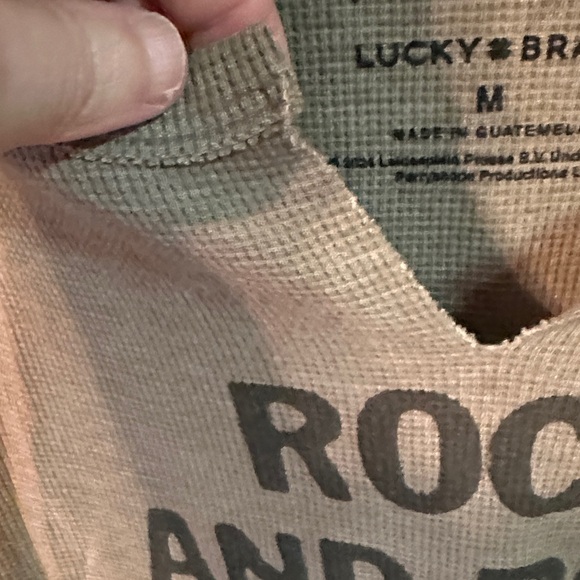 AC/DC Lucky Brand Khaki Long Sleeve Women's waffle Knit Raglan Tee - Picture 5 of 7